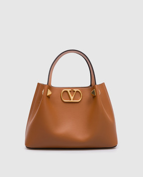 Valentino Brown leather tote bag with logo 8W2B0T02LSX