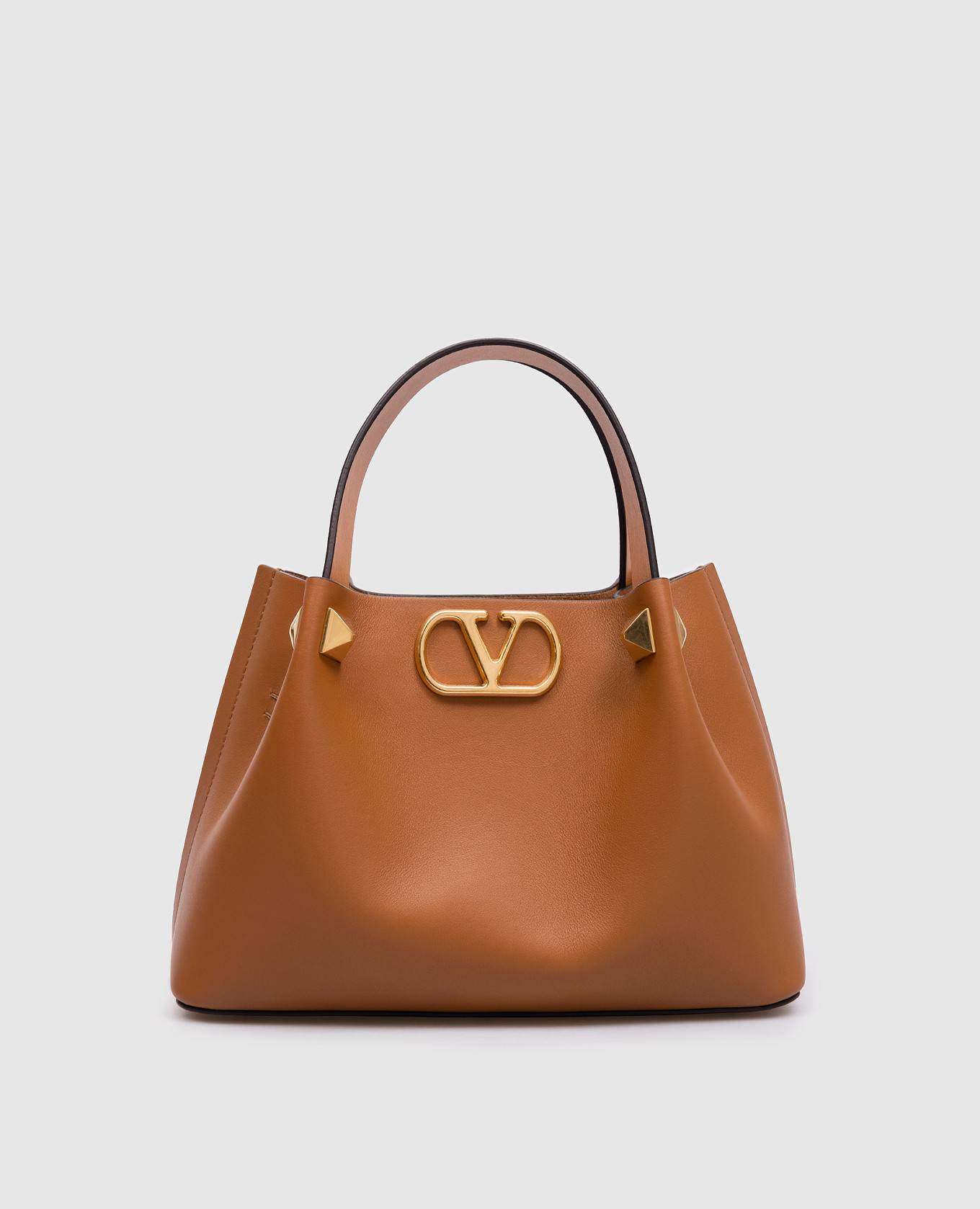 

Brown leather tote bag with logo Valentino