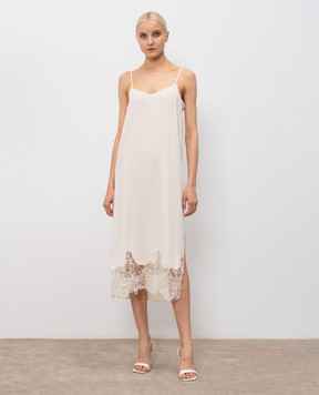 Fabiana Filippi Beige dress-combination with silk TPD276F747M158