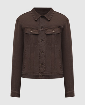 Tom Ford Brown denim jacket with logo patch DJI001DMC105