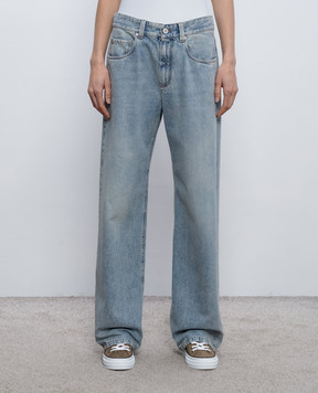 Brunello Cucinelli Contemporary Loose Blue Jeans with Monil Chain MA095P5565