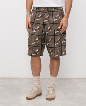 Iceberg Khaki shorts with branded print D1005292
