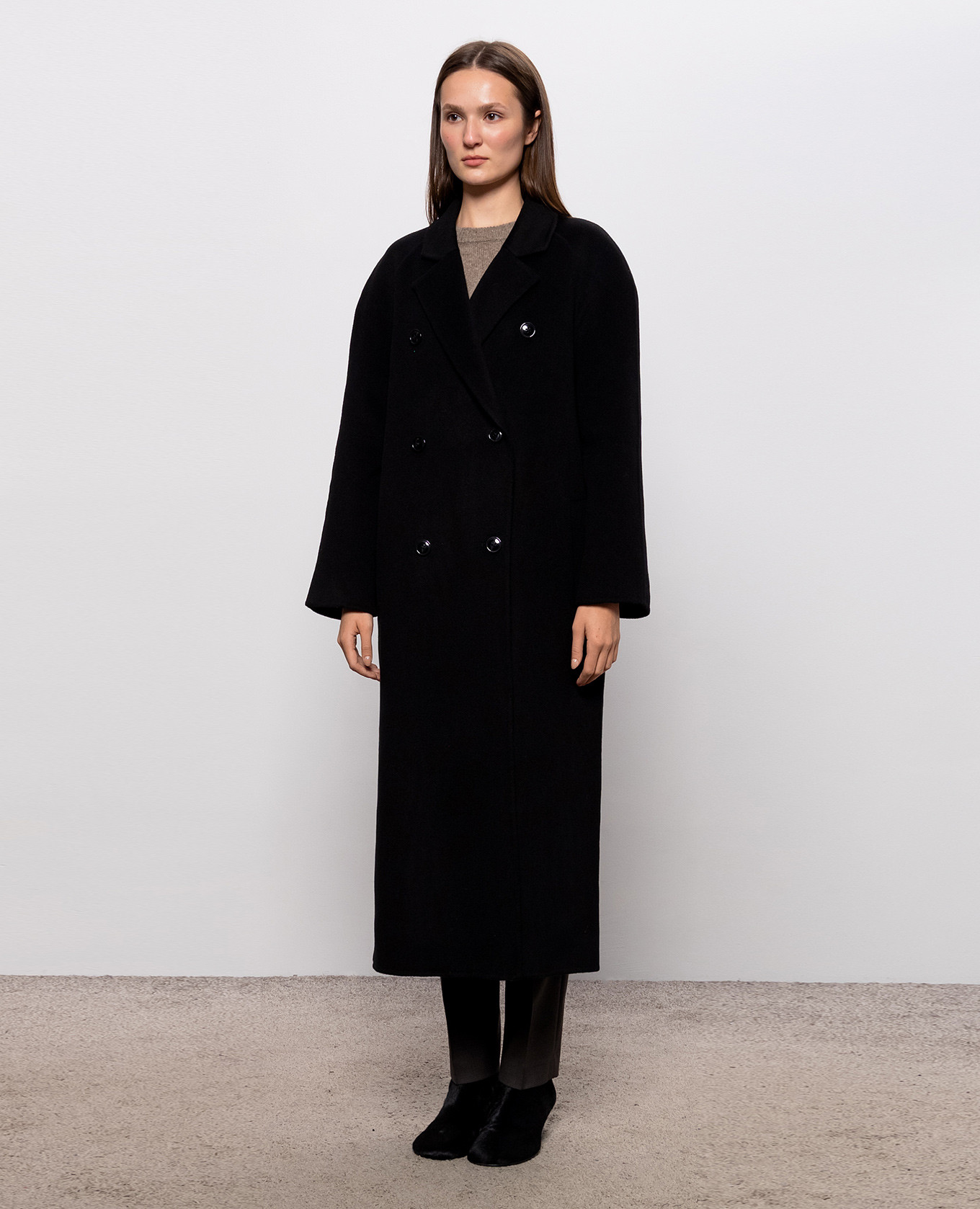 Black double-breasted IRVIN wool and cashmere coat Loulou de Saison 3