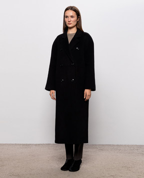Loulou de Saison Black double-breasted IRVIN wool and cashmere coat IRVIN