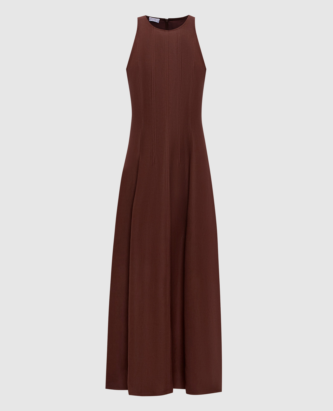 Brown midi dress with linen