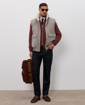 Brunello Cucinelli Burgundy cashmere cardigan M2200106