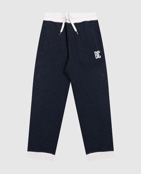 Brunello Cucinelli Kids' blue joggers with monogram print BR831E355C