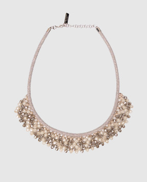 Peserico Necklace with beads and monil chain Punto Luce S35487C0CC706
