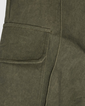 Palm Angels Children's green cargo pants with logo pattern F6PAJBPA139