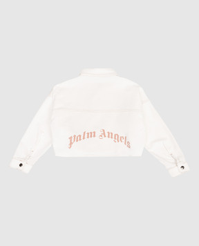 Palm Angels Children's ivory denim jacket with logo print PGGE007S26FAB001