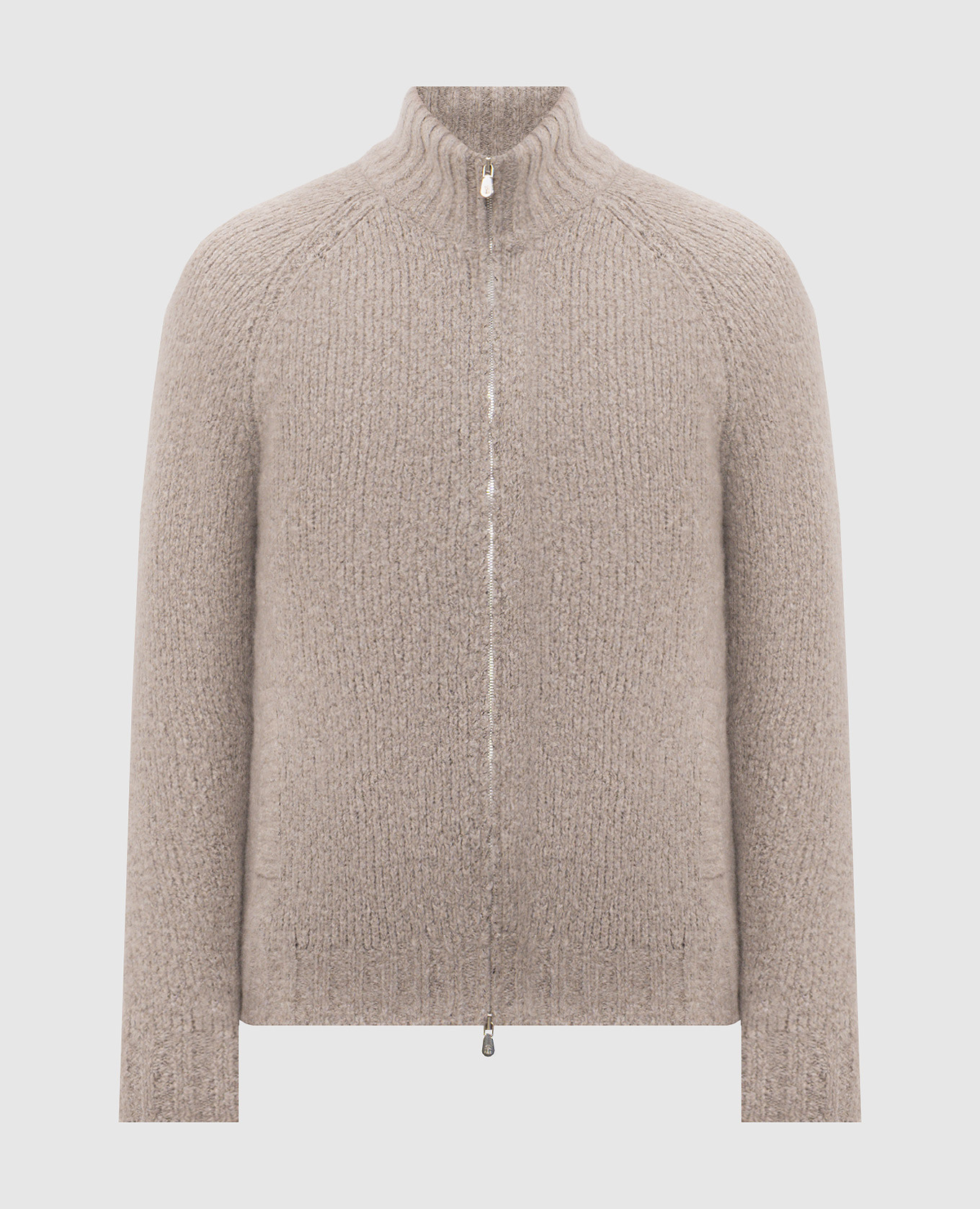 Beige cashmere and silk cardigan