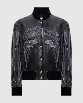 Off-White Black leather Eagle Skyline bomber jacket 29G00229T