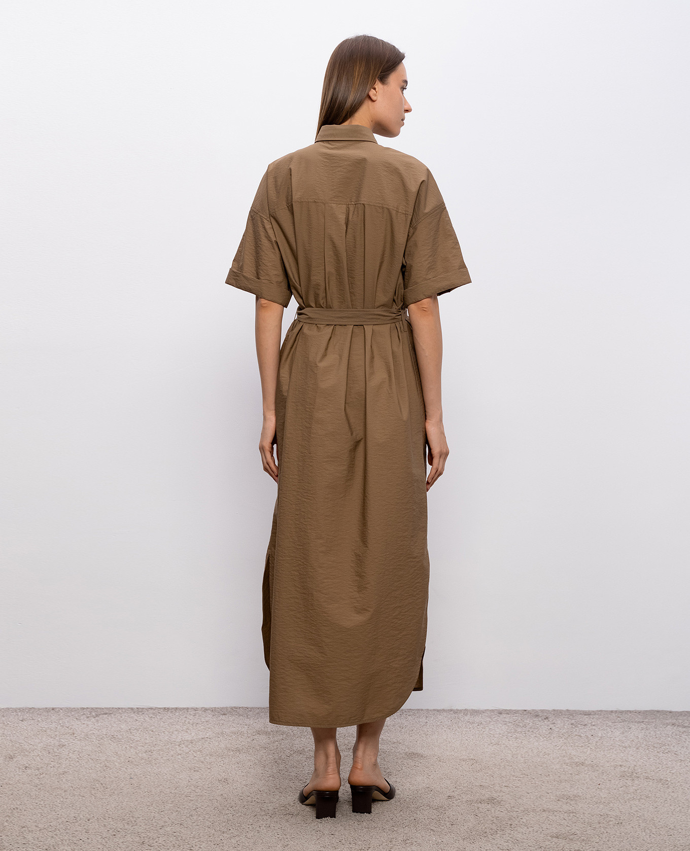 Brown shirt dress with sequins Brunello Cucinelli 4