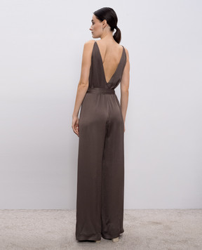 Peserico Brown jumpsuit with monil chain A02228A01943