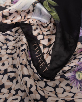 Twinset Black scarf with branded print 261TA4220