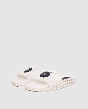 Stefano Ricci White perforated sliders with leather inserts UT50G776CS