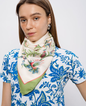 Etro Beige silk scarf with floral print WAXA0006AKE19