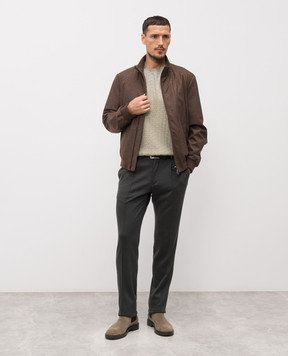 Stefano Ricci Khaki T-shirt with patterned silk K818109G10F26175