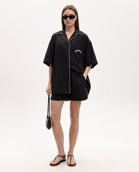 Palm Angels Black shorts with contrast logo PWCB028S26FAB001