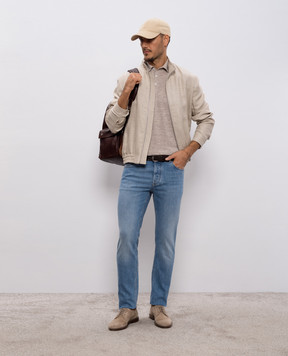 Brunello Cucinelli Blue jeans with logo patch M283PD3210