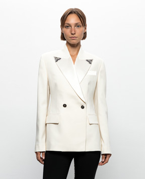 Versace Double-breasted ivory wool jacket 10269221A18305