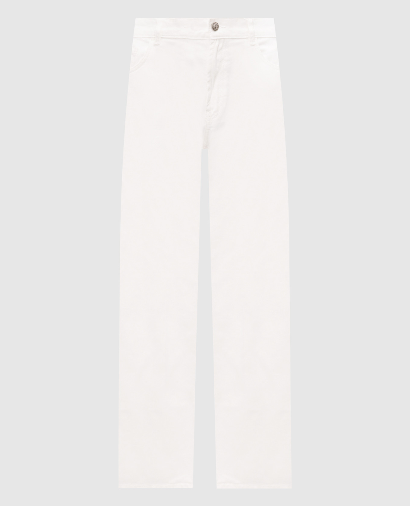 Ivory jeans with logo embroidery