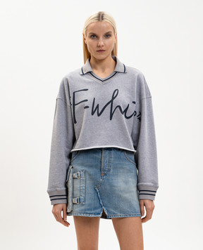 Off-White Grey cropped sweatshirt with logo print 2BA07BS26FLE001