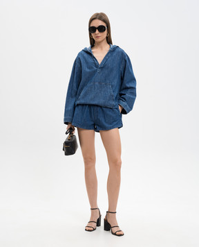 Dondup Blue denim hoodie DC457DFE323DMC5