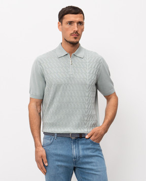 Stefano Ricci Green polo shirt with woven pattern K616458P31F26220