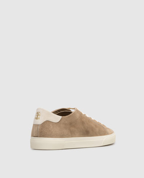 Brunello Cucinelli Brown suede sneakers with logo print MZUCHHP330