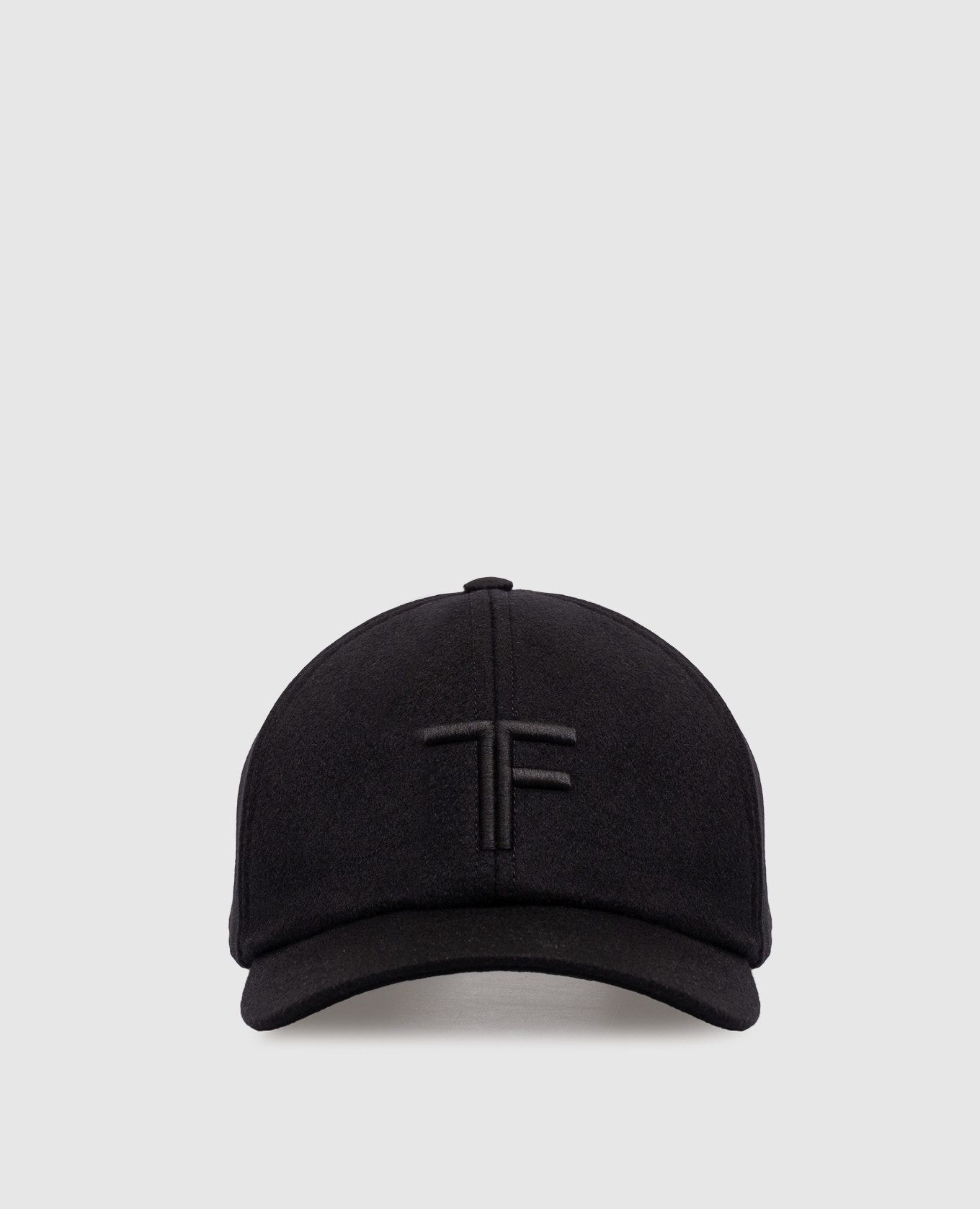 Black cashmere cap with monogram embroidery