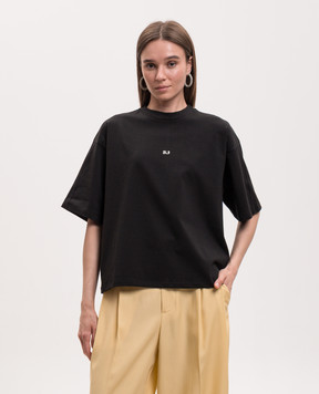 Solotre Black T-shirt with embroidered monogram logo M1AB0129