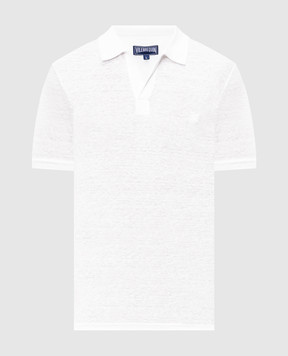 Vilebrequin White linen Pyramid polo shirt PYRE9O00