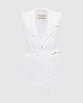 Peserico White double-breasted vest with linen A03028A01926
