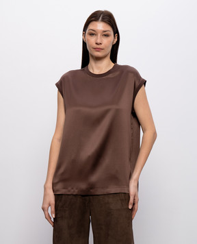 Brunello Cucinelli Brown silk top MPC59EH500