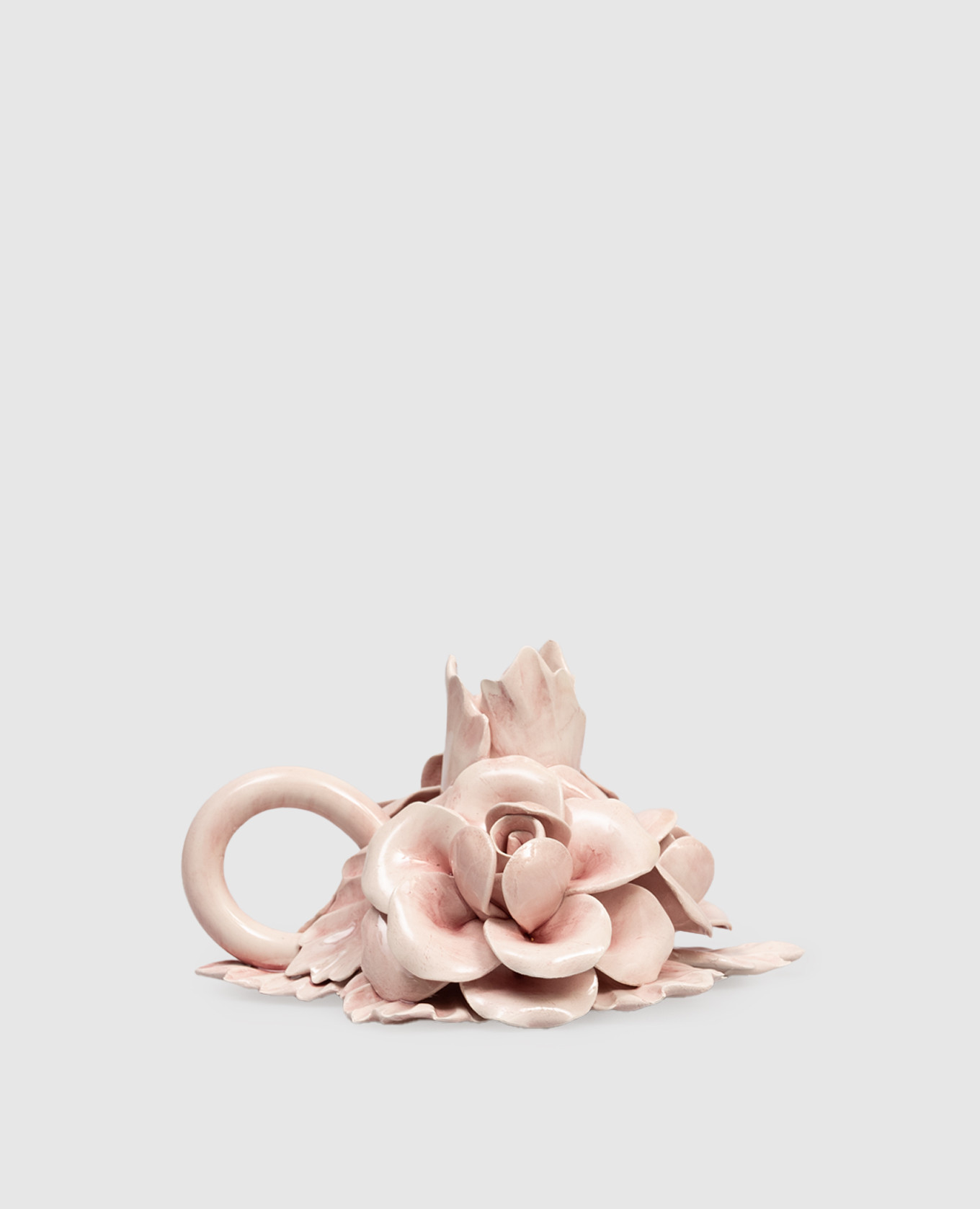 

Pink ceramic candlestick with roses Bitossi Home