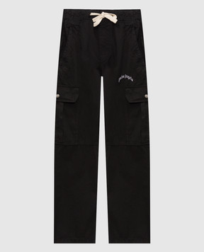 Palm Angels Black cargo pants with logo embroidery PMCF037S26FAB001