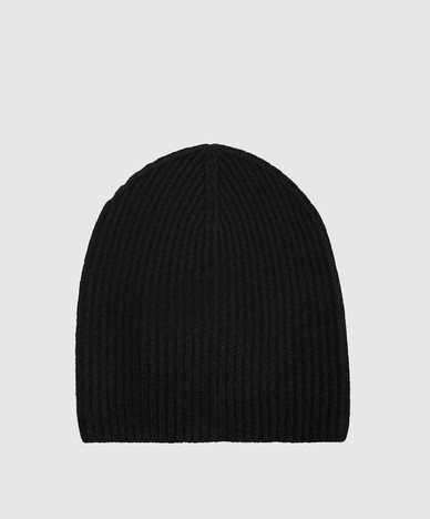 Gorro de cachemir negro con solapa