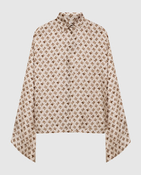 Max Mara OBICE ivory silk blouse with monogram print MXMOBICE