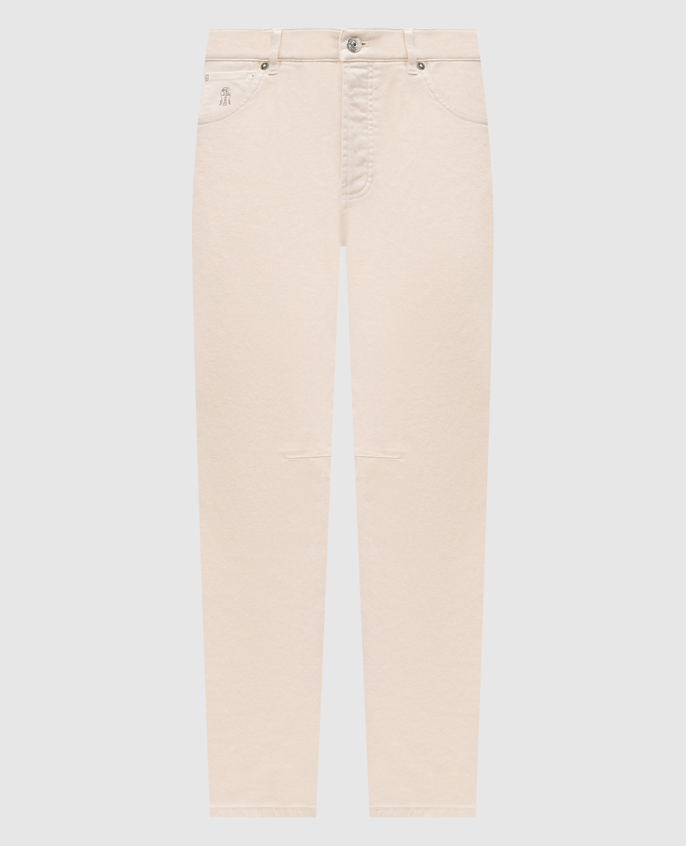 Beige jeans with logo patch