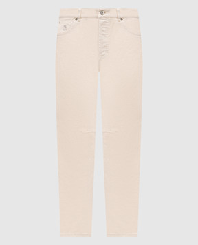 Brunello Cucinelli Beige jeans with logo patch M277PX1290