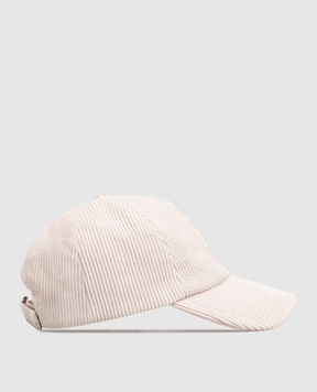 Moncler Beige corduroy cap with logo patch L20933B000075964B