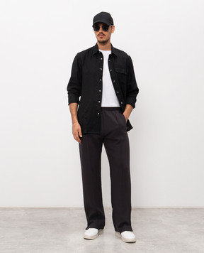 Kiton Black linen shirt UMCBUBAH09690