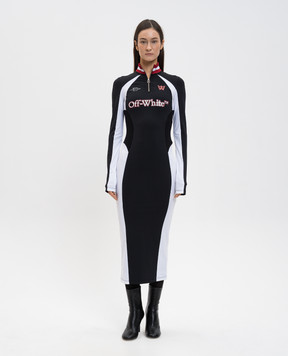 Off-White Black midi dress with logo print 2DB558F25JER001