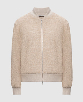Peserico Beige wool bomber jacket with sequins A21103A7733