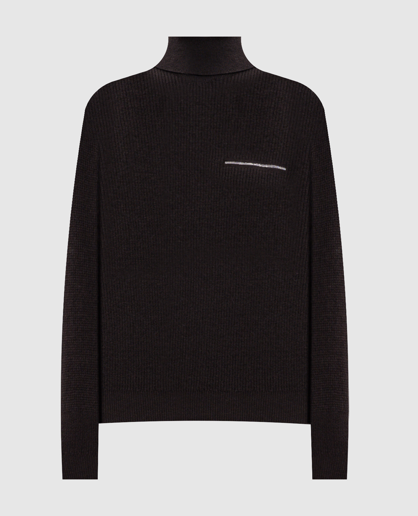 Brown wool, silk and cashmere sweater