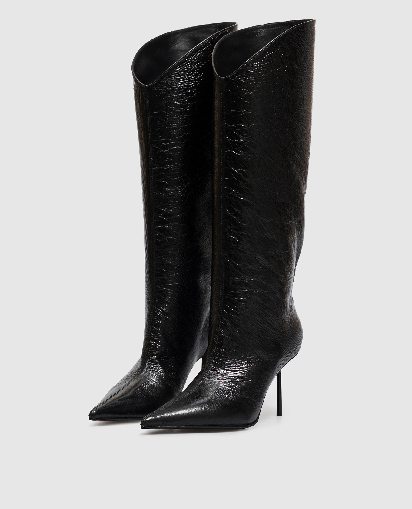 Futura black leather glossy boots Le Silla 2