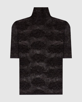 Brunello Cucinelli Dark brown patterned top MFR491704P