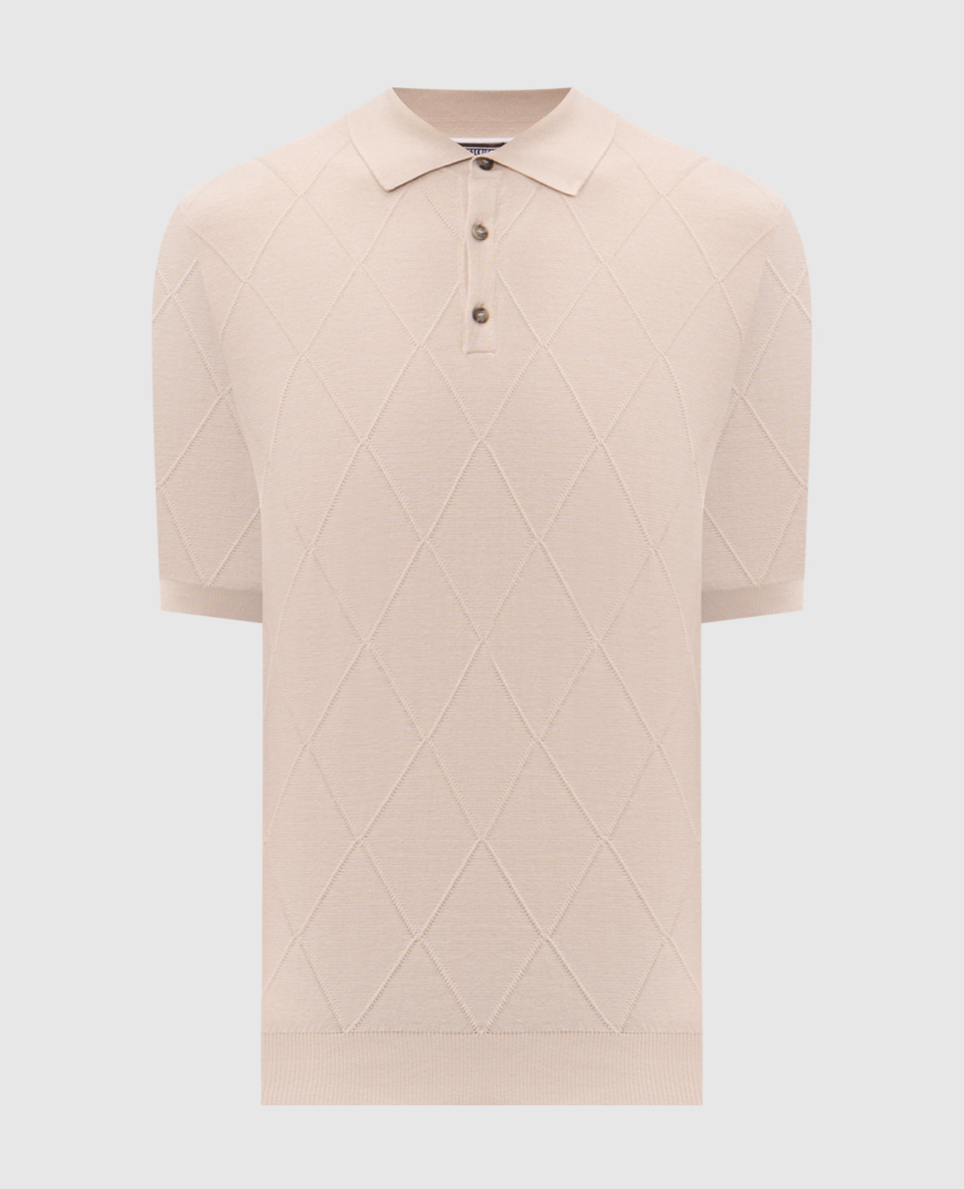 Beige polo shirt with geometric pattern