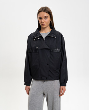 Yves Salomon Army Black jacket with leather inserts 26EFV01257L04W